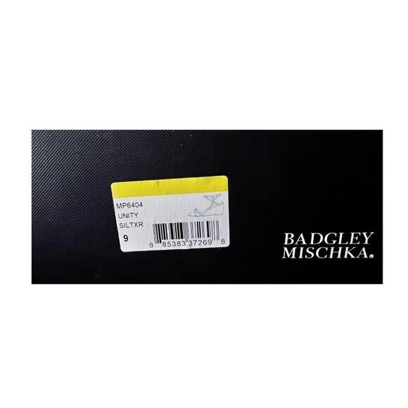 Badgley Mischka Womens Silver Glittery Square Open Toe Wedge Sandals Sz 9 New - Picture 7 of 13